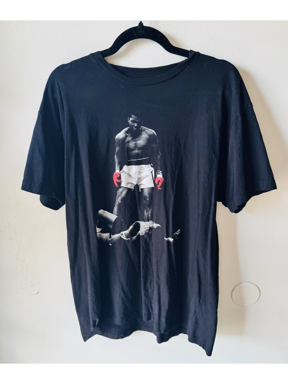 Black Boxing Graphic Tee with Red Glove Accents